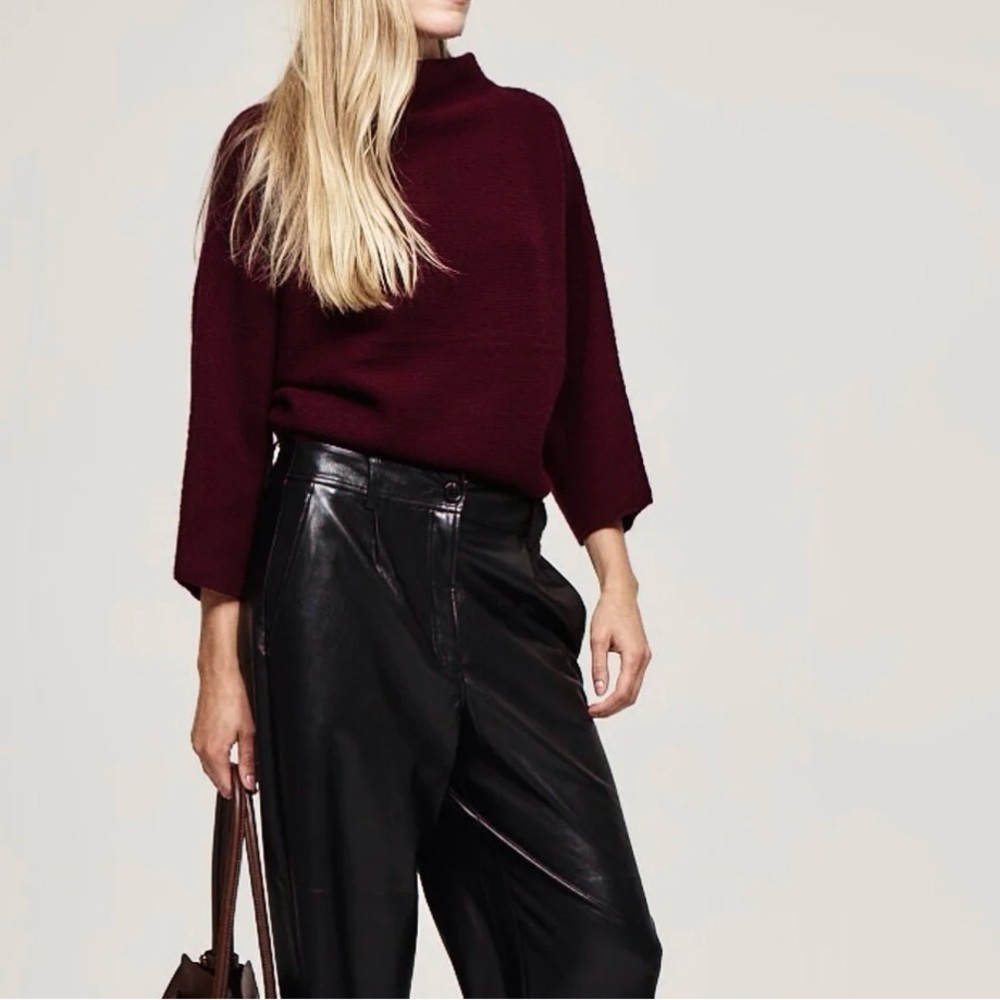 The Reset Winery Shimmer Funnel Neck Sweater NWT
